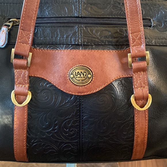 SOLD EB. LAND Santa Fe Genuine Leather Bag Black - Picture 2 of 9